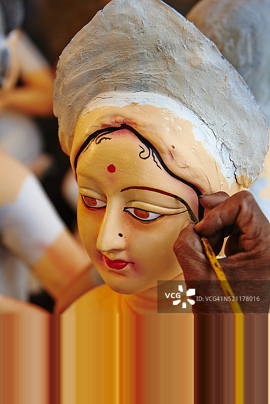 印度西孟加拉邦加尔各答：库马图里区印度教神祇泥塑图片素材