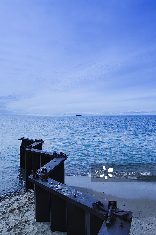 密歇根湖贝齐角防波堤图片素材