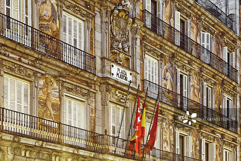 马德里马约尔广场的面包房之家图片素材