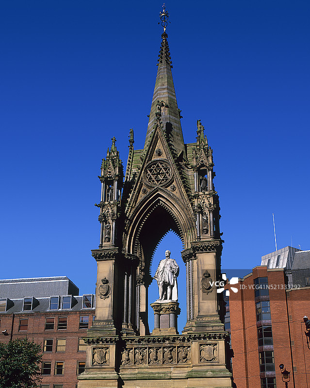 曼彻斯特阿尔伯特广场阿尔伯特纪念碑，兰开夏郡，英国图片素材