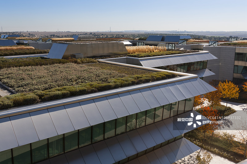 空中花园。气候控制。桑坦德银行金融城。路易斯·巴列霍景观建筑师。西班牙马德里。图片素材