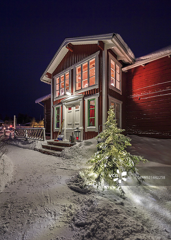 瑞典拉普兰的旧木屋旅馆图片素材