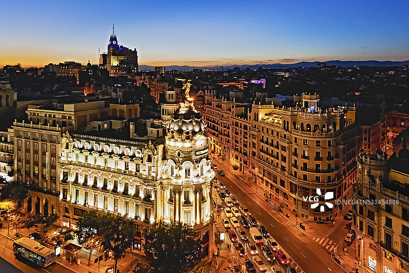 马德里格兰大道和都市大厦图片素材