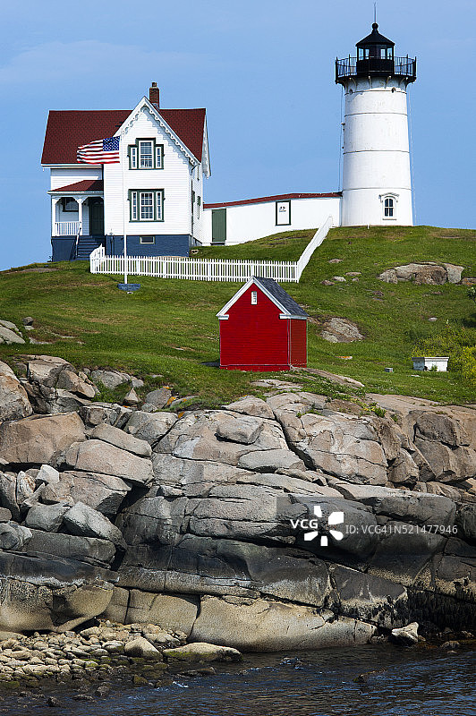缅因州约克市的尼迪克角（努布尔）灯塔图片素材