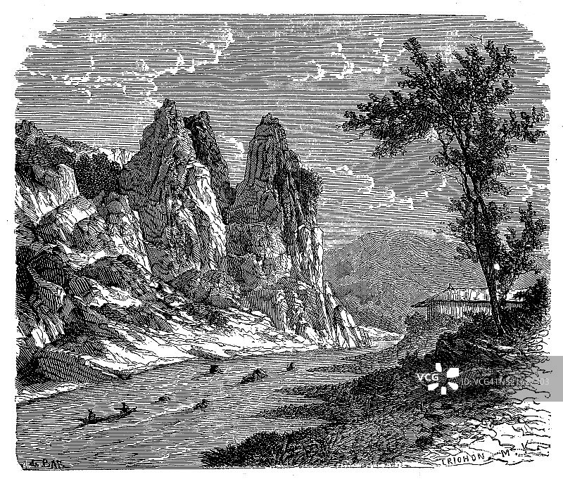 克罗伊茨纳赫古董插画图片素材