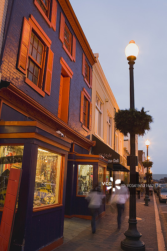 乔治城暮光下的店面图片素材