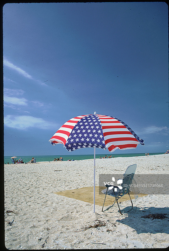 星条海滩遮阳伞图片素材