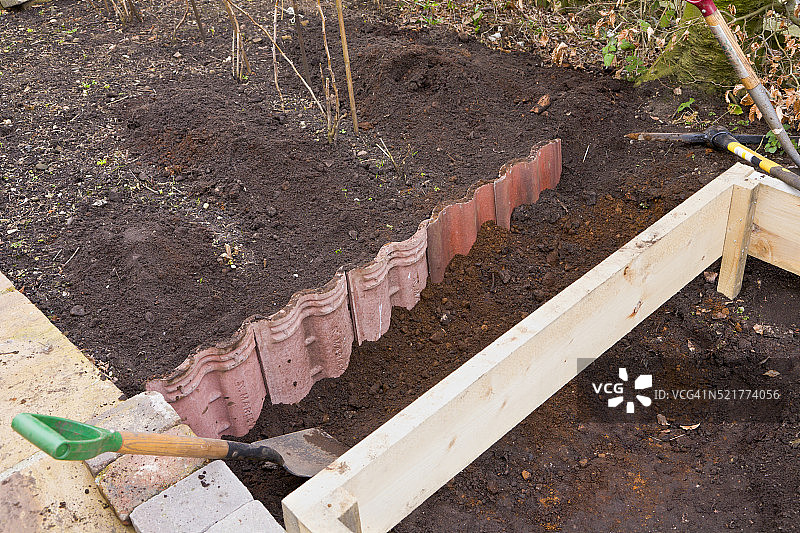 用于约束覆盆子植物的瓦片图片素材