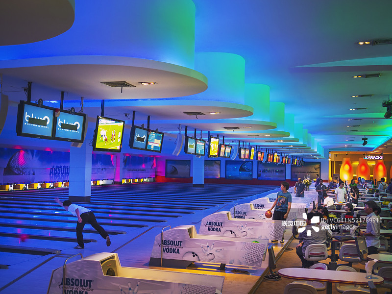 暹罗百丽宫购物中心的保龄球馆图片素材