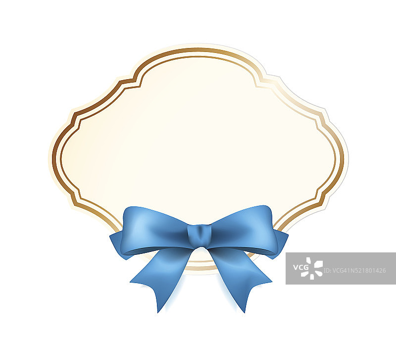 带蓝色蝴蝶结的优质标签，白色背景图片素材