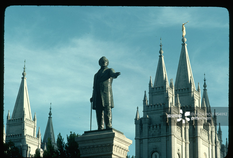 摩门圣殿的杨百翰雕像图片素材