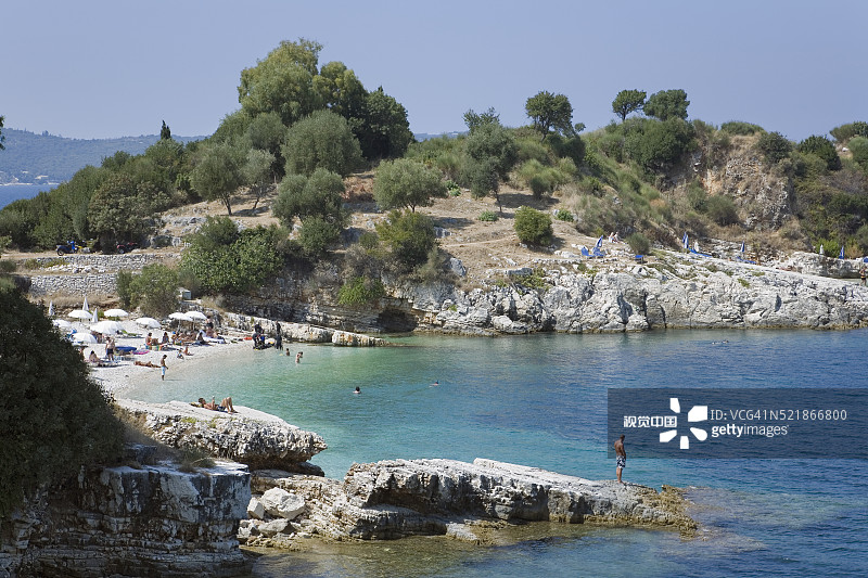 科孚岛卡诺尼海滩图片素材