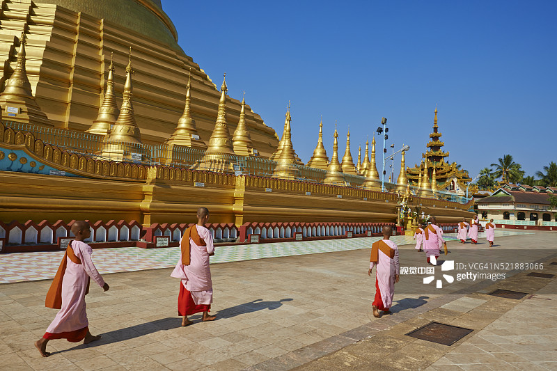 缅甸勃固省瑞莫道佛塔的年轻修女图片素材