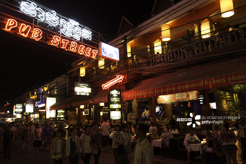 暹粒酒吧街娱乐区图片素材