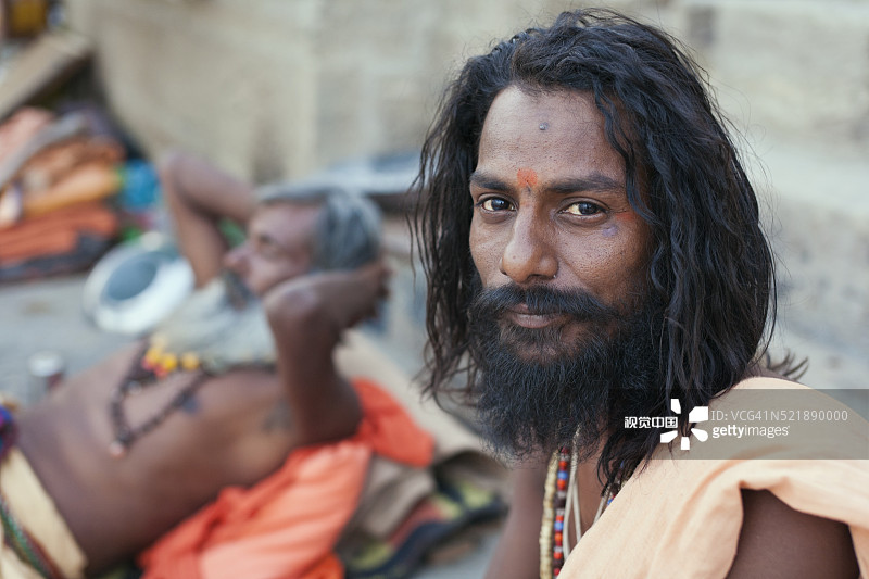 印度瓦拉纳西的苦行僧图片素材