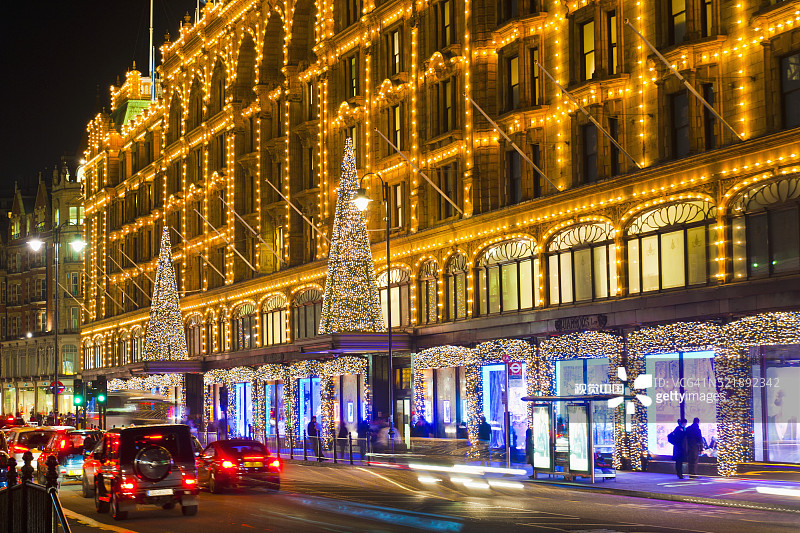 伦敦圣诞节的哈罗德百货图片素材