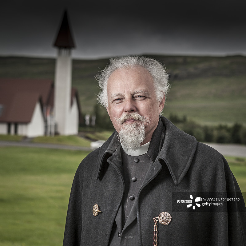 冰岛Borgarfjordur的雷克霍特教堂牧师图片素材