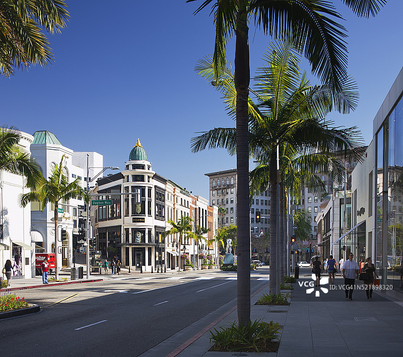 罗迪欧大道上的专属精品店和商店图片素材