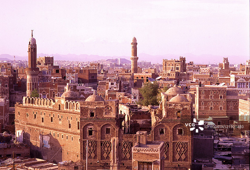 也门萨那城市天际线图片素材