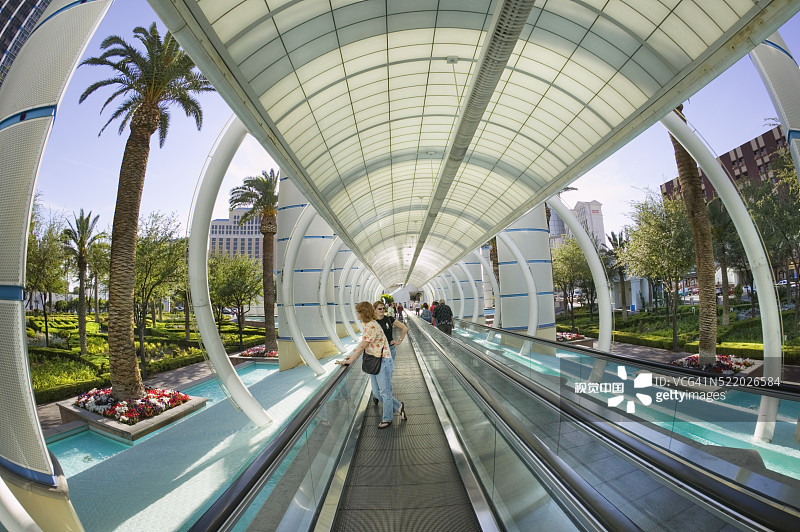 百利酒店和赌场的自动人行道入口图片素材