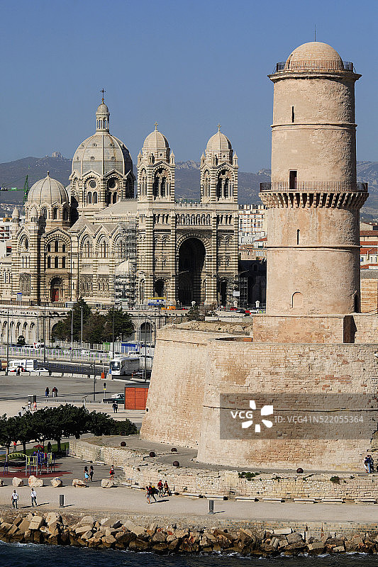 马赛圣约翰堡和圣玛丽马约尔教堂图片素材