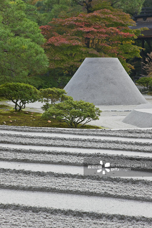 京都银阁寺的沙雕禅意花园图片素材
