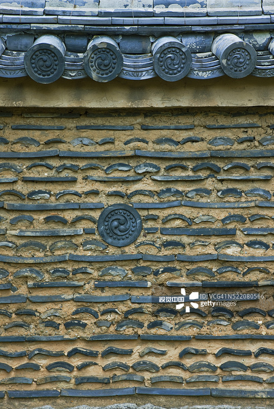 日本京都大德寺禅寺宝珠院的土瓦墙图片素材