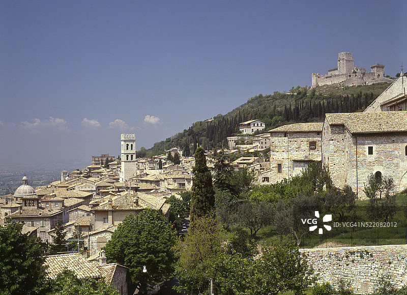 意大利翁布里亚阿西西：全景图片素材
