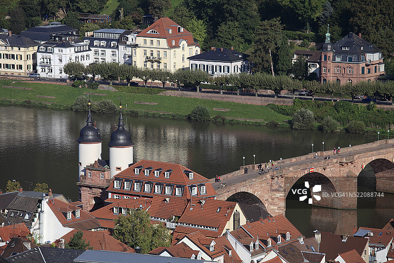 海德堡老桥与内卡河图片素材