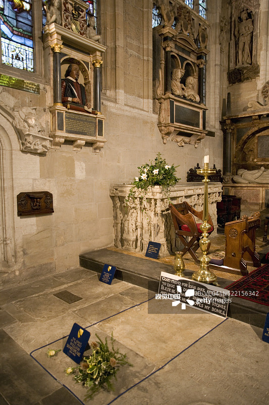 威廉·莎士比亚在圣三一教堂的坟墓图片素材