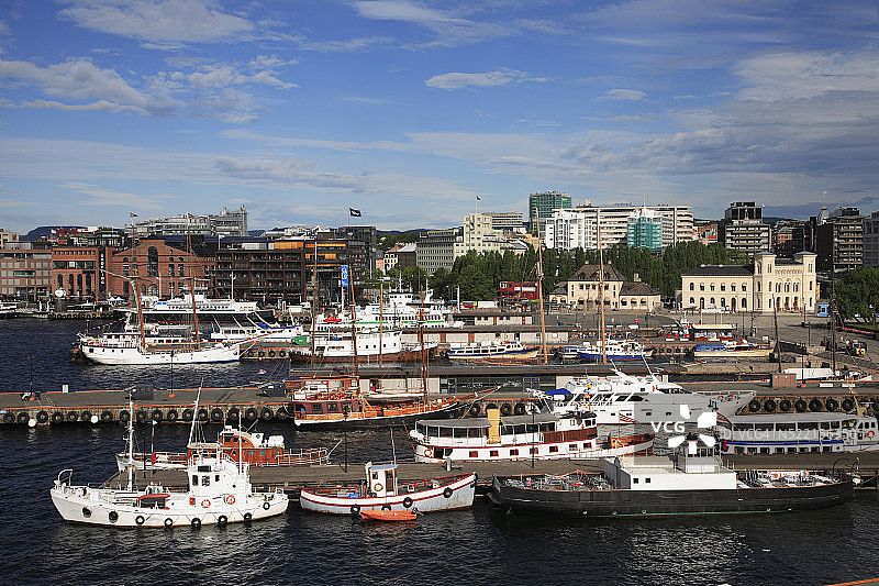 挪威奥斯陆港口全景图片素材