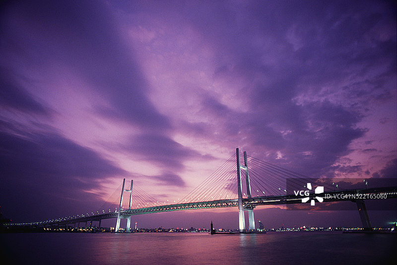 横滨海湾大桥暮光景色图片素材