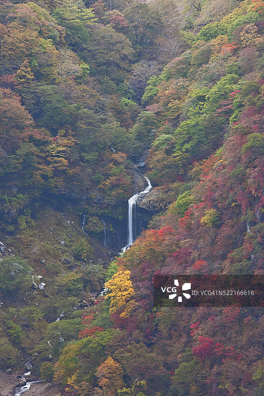 日本日光男体山的神女瀑布图片素材