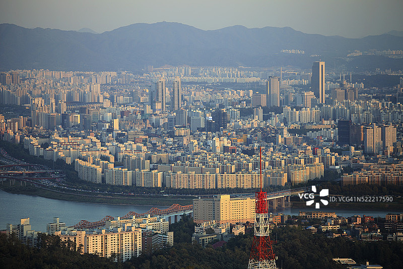 韩国首尔天际线鸟瞰图片素材