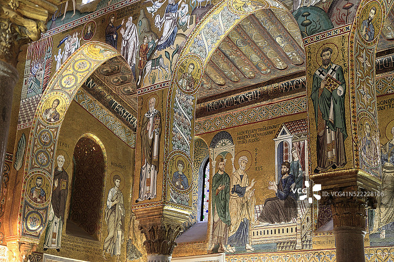 西西里岛巴勒莫帕拉蒂纳教堂的马赛克图片素材