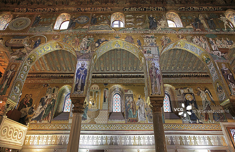 西西里岛巴勒莫帕拉蒂纳教堂的马赛克图片素材