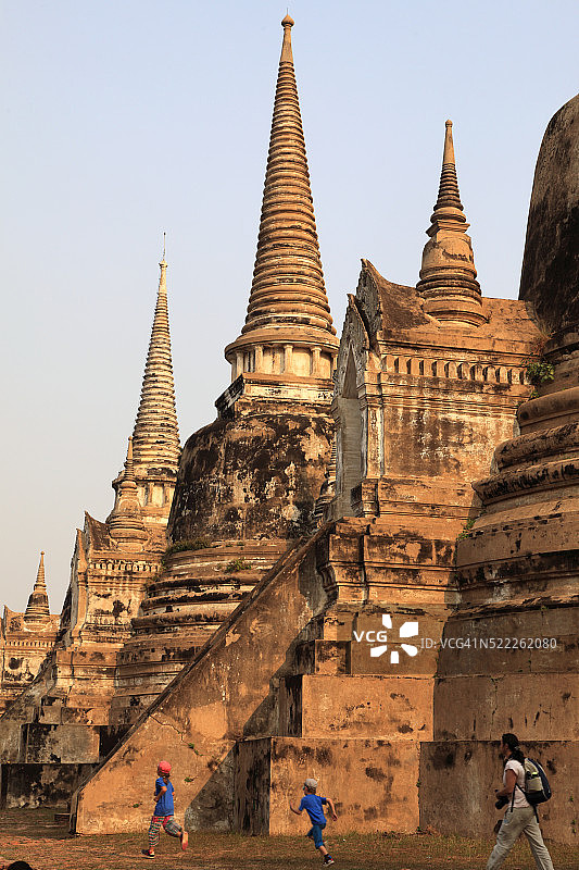 泰国大城府帕席桑碧寺佛教寺庙建筑图片素材