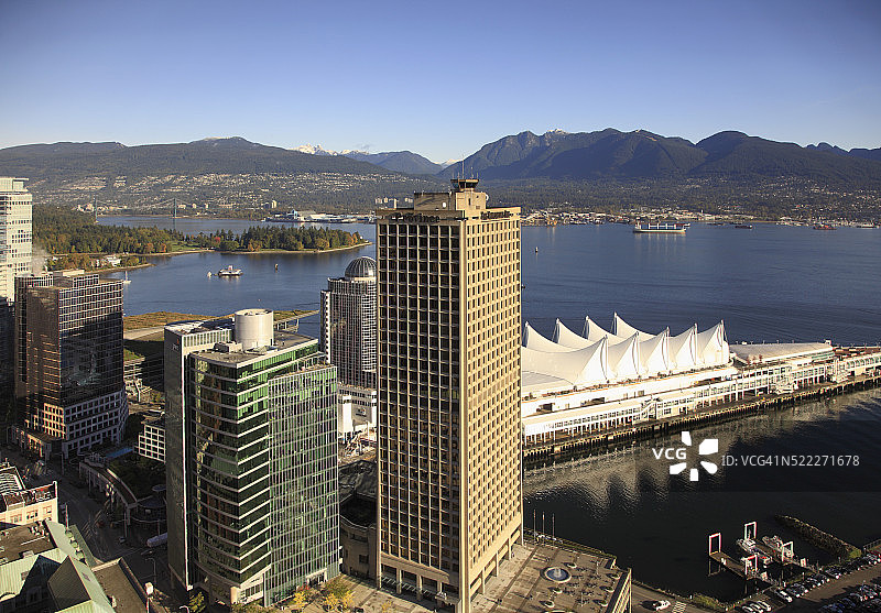 加拿大的温哥华城市天际线和煤港景色图片素材