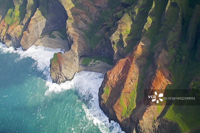 纳帕利海岸线航拍图片素材