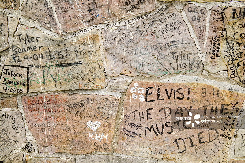 在雅园外墙上给埃尔维斯的消息图片素材