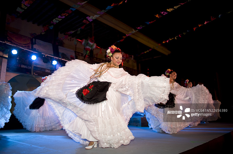 表演传统服装的墨西哥舞蹈演员图片素材