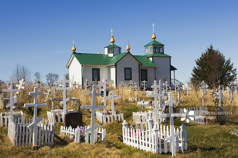俄罗斯东正教教堂和墓地图片素材