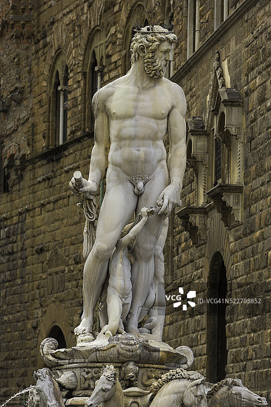 意大利托斯卡纳佛罗伦萨的海王星喷泉图片素材