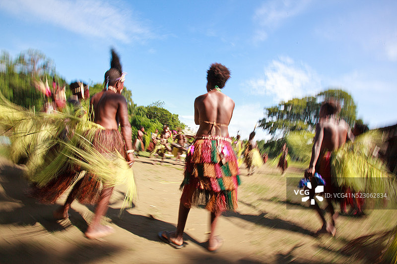 塞皮克河沿岸的祭祀舞蹈，巴布亚新几内亚图片素材