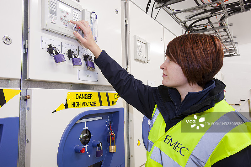 位于英国苏格兰奥克尼斯特罗姆内斯的欧洲海洋能源中心比利亚克鲁测试点图片素材