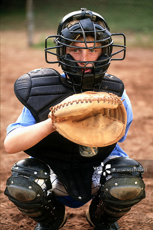 青少年棒球捕手图片素材