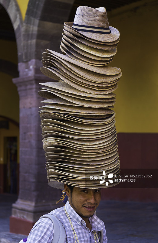 圣米格尔德阿连德的帽子商贩图片素材