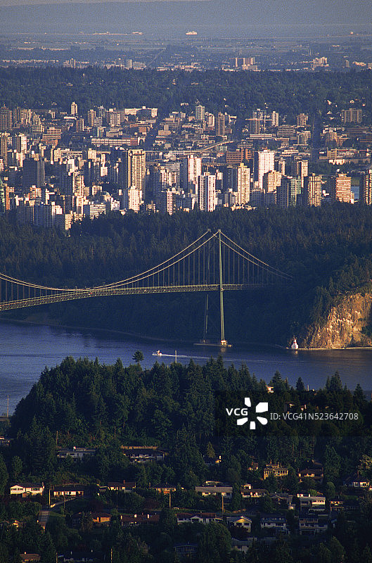 温哥华城市风光：斯坦利公园与狮门大桥图片素材