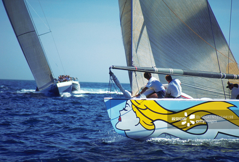1995年美洲杯帆船赛预选赛中的赛艇图片素材