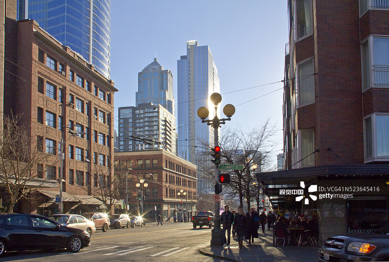 西雅图派克市场区第一大道图片素材